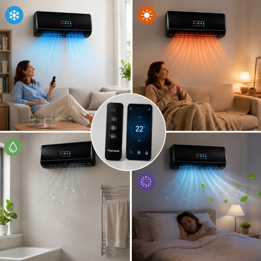 Thermova 4 en 1 calor frío deshumidifica purifica